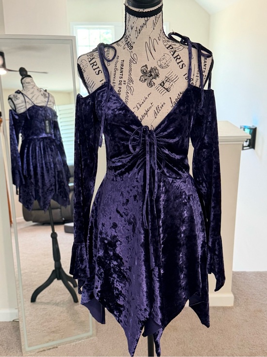 Dolls Kill Dresses & Skirts - NWTDolls Kill Current Mood F is for Fairies Handkerchief Dress Purple Velvet XXL